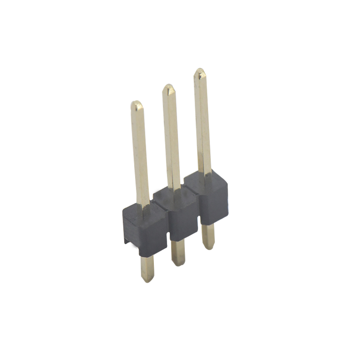 Pitch 2.54mm 180° 单排 DIP 单塑排针 PA:9.0 PC:3.0 L=14.5 1X03Pin 黑色 PA9T，94V-0 镀全金G/F